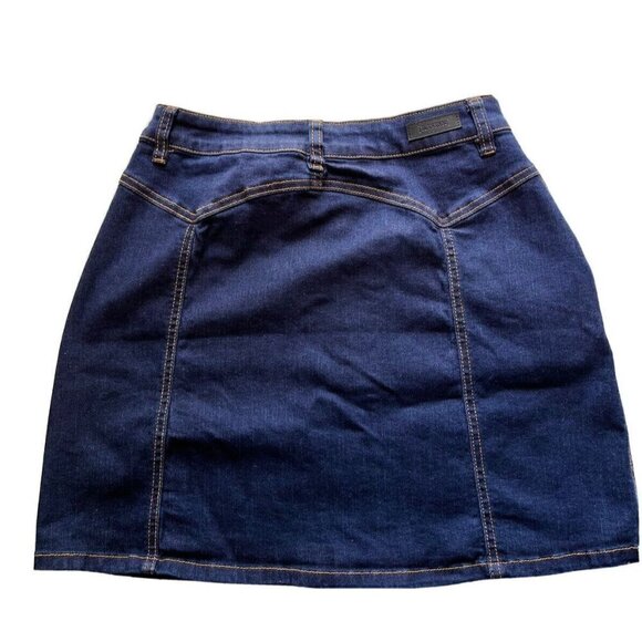 Blank NYC Womens Blue Denim Button Flared Mini Jean Skirt Size 28 - Picture 5 of 8